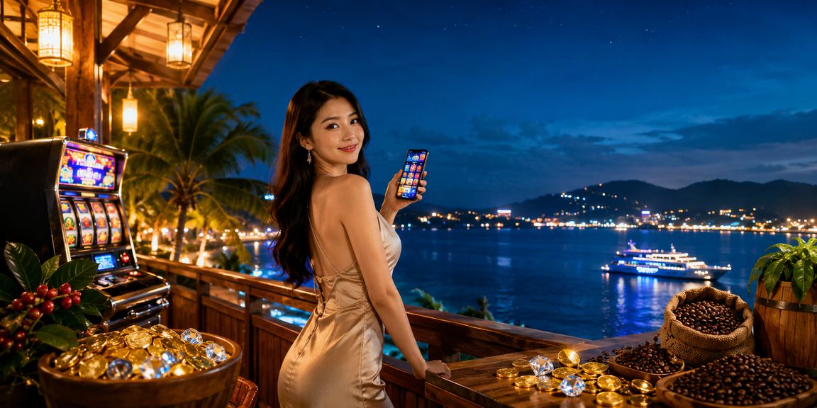 Người chơi slot game tại quán cà phê nhìn ra biển Phú Quốc